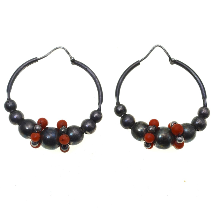 Cercei argint vintage, coral rosu de Sardinia, atelier italian A Vintage Collection [1]