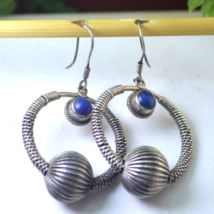 Cercei argint vintage, Creole, Lapis Lazuli A Vintage Collection [4]