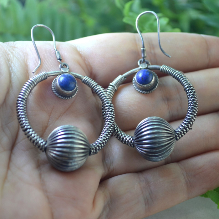 Cercei argint vintage, Creole, Lapis Lazuli A Vintage Collection [2]