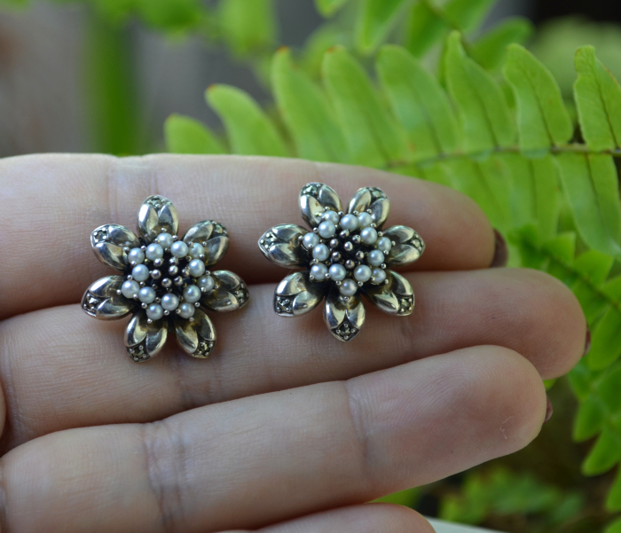 Cercei argint vintage crizanteme perle naturale A Vintage Collection [2]