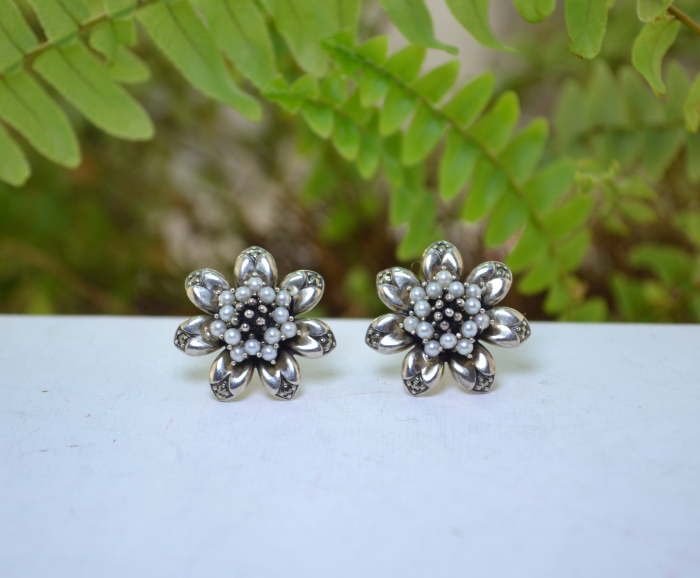 Cercei argint vintage crizanteme perle naturale A Vintage Collection [4]