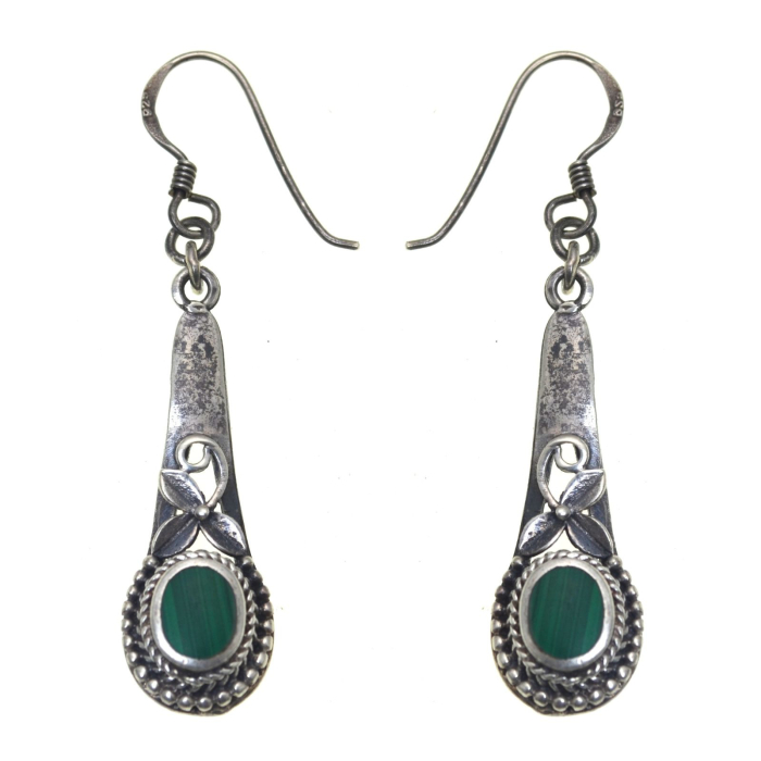 Cercei argint vintage cu malachit, stil oriental A Vintage Collection [1]