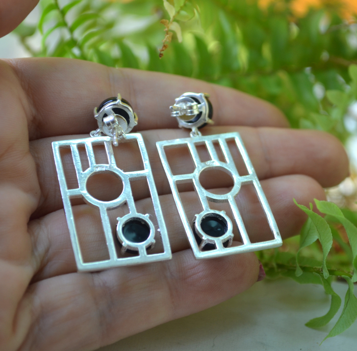 Cercei argint vintage, design geometric, onix  A Vintage Collection [3]