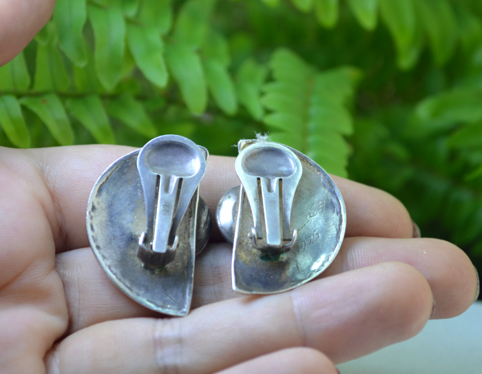 Cercei argint vintage, design geometric Space Age [3]