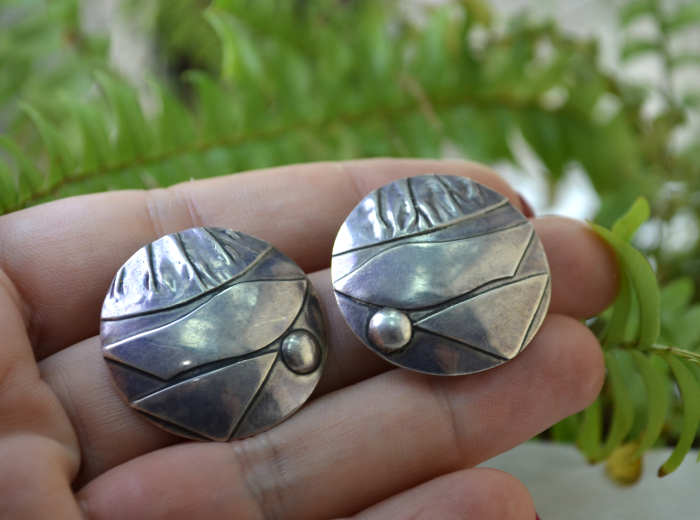 Cercei argint vintage, design geometric Space Age [2]