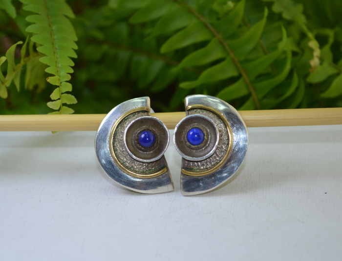 Cercei argint vintage, design geometric Space Age [4]