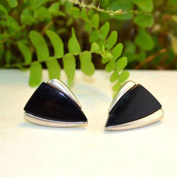 Cercei argint vintage onix design minimalist geometric [4]