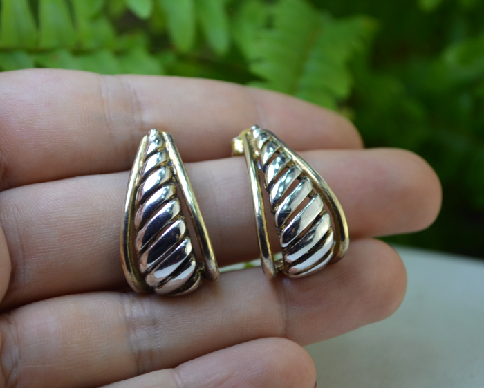 Cercei argint vintage, elemente aurite, atelier italian [2]