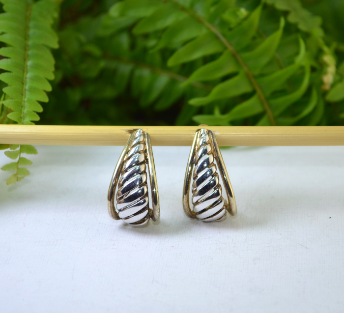 Cercei argint vintage, elemente aurite, atelier italian [4]