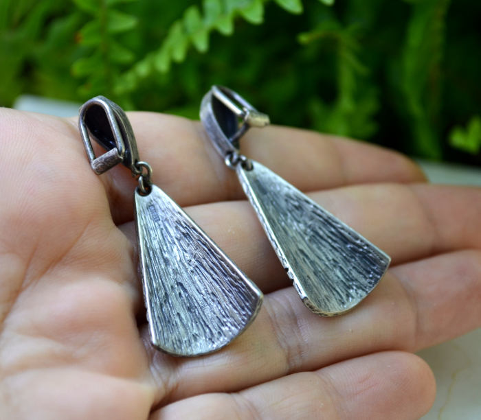 Cercei argint vintage, esteica geometrica scandinava [3]