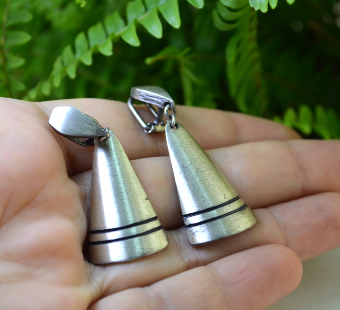 Cercei argint vintage, esteica geometrica scandinava [2]