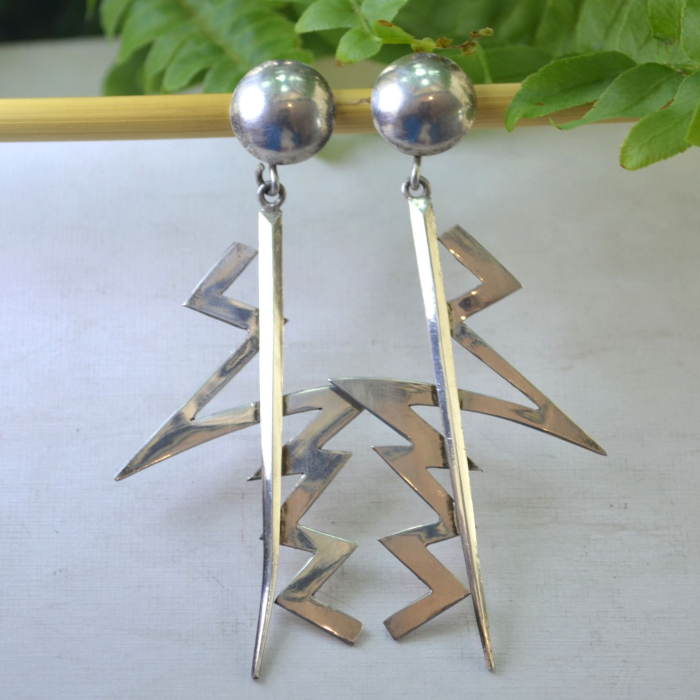 Cercei argint vintage, Fulger, design glam rock A Vintage Collection [4]