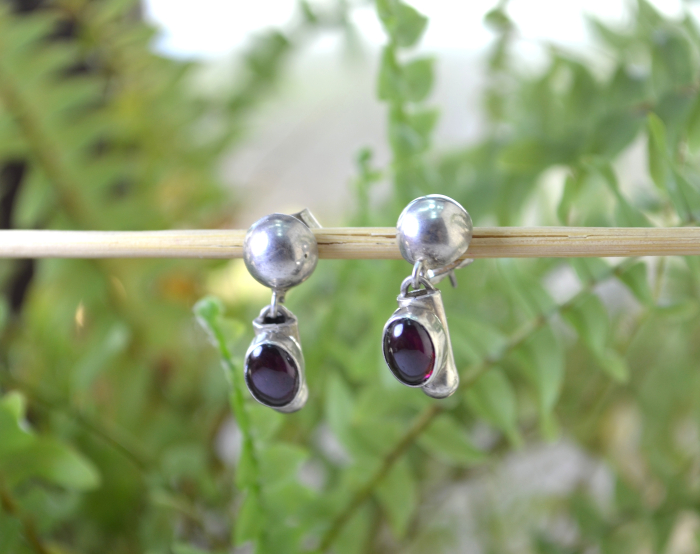 Cercei argint vintage granate, design etnic [4]