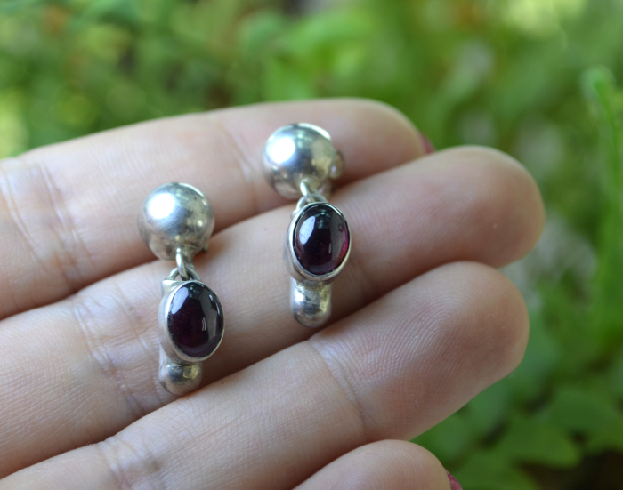 Cercei argint vintage granate, design etnic [2]