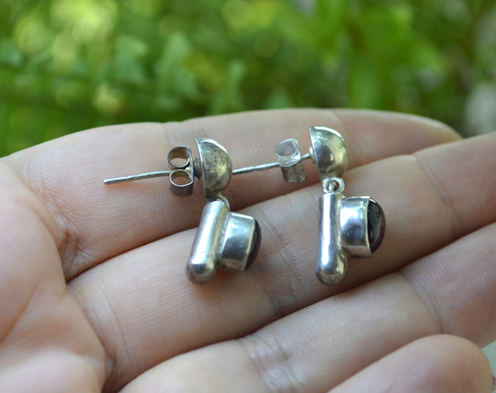 Cercei argint vintage granate, design etnic [3]