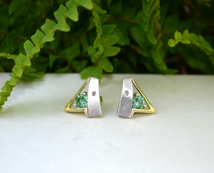 Cercei argint vintage, Green Quartz [4]