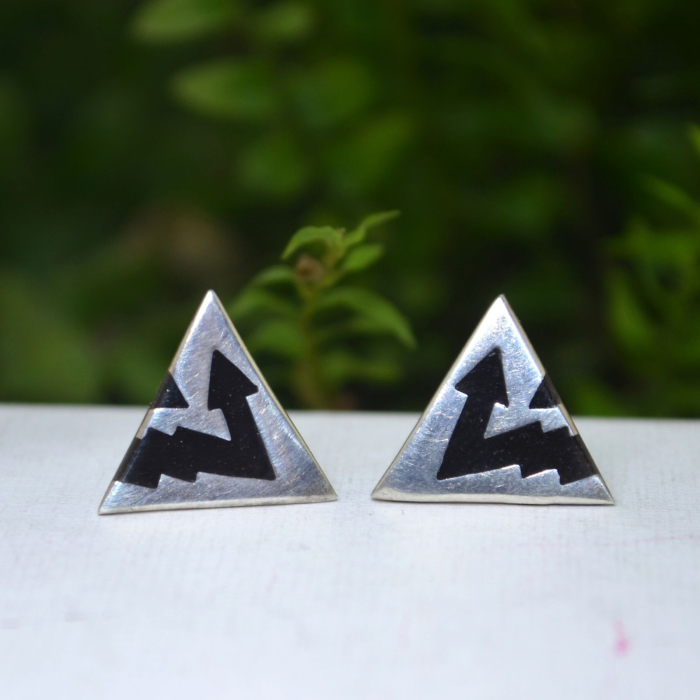 Cercei argint vintage Lightning cu email negru A Vintage Collection [4]