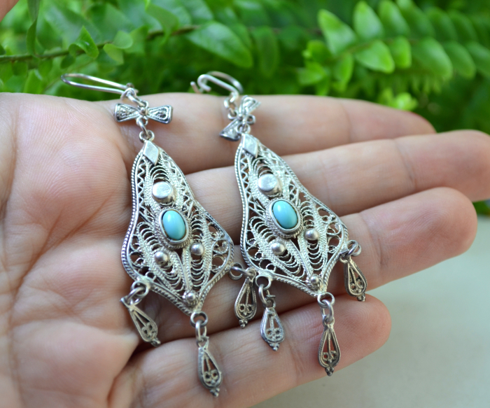 Cercei argint vintage, model etnic Chandelier [2]