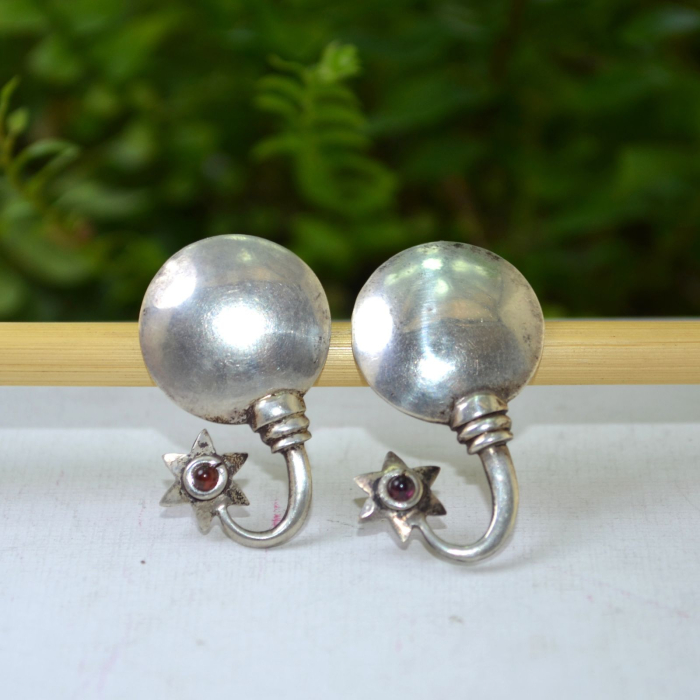 Cercei argint vintage modernisti cu granat si stea A Vintage Collection [4]