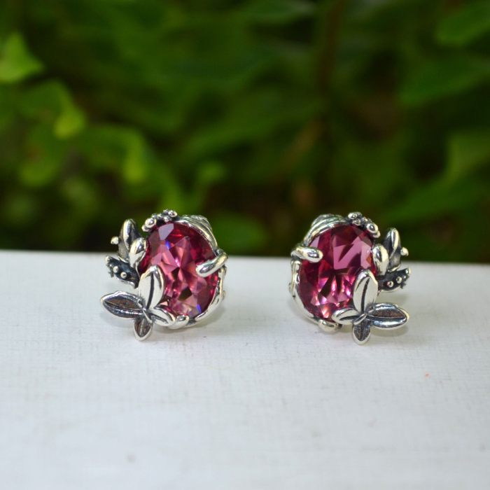 Cercei argint vintage Primavera cu Pink Crystal A Vintage Collection [4]