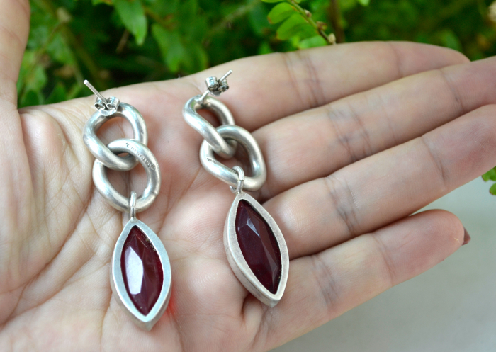 Cercei argint vintage Red Crystal casa bijuterii americana pistachio [2]