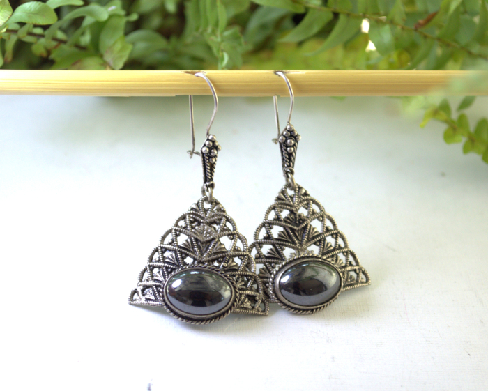 Cercei din argint etnici, Hematite [4]