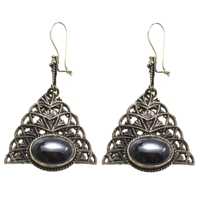 Cercei din argint etnici, Hematite [1]