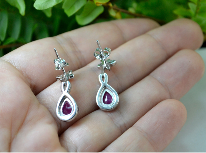 Cercei din argint modernisti model Fluturasi rubine cristale cz cubic zirconia [4]