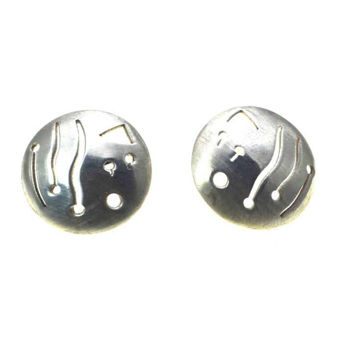 Cercei minimalisti argint estetica modernista Space Age [1]