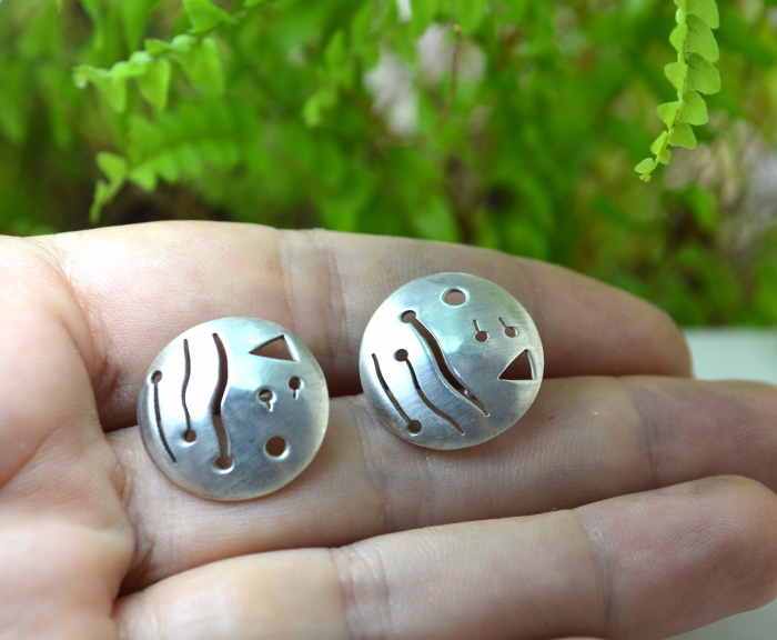 Cercei minimalisti argint estetica modernista Space Age [2]