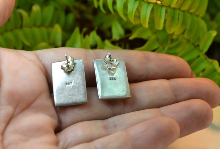 Cercei modernisti din argint aspect Matte Finish design geometric scandinav [3]