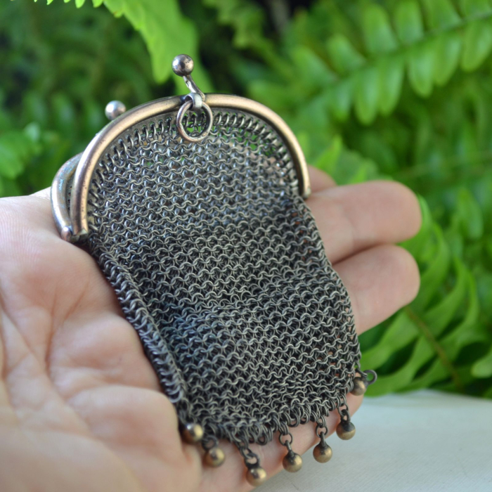 Chatelaine victorian argint pentru monede, pandant antic [3]