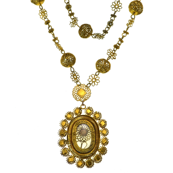 Colier argint aurit antic Tambourine, Filipine [1]