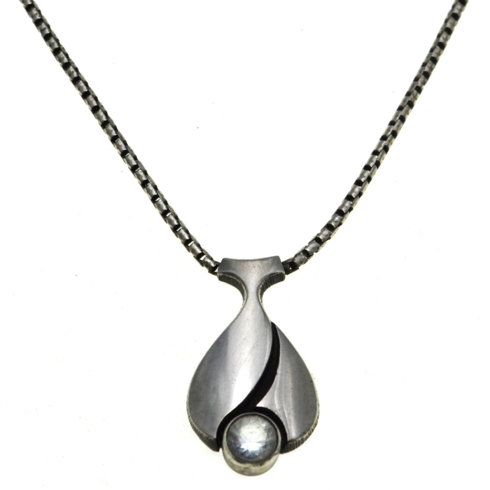 Colier argint cu pandant argint vintage Rock crystal semnat atelier finlandez  Finn Feelings [1]