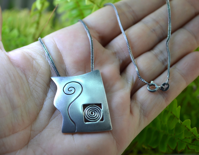 Colier argint cu pandant fix geometric, Spirals [2]