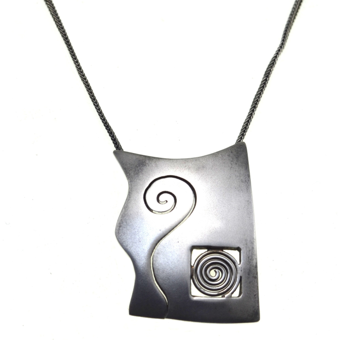 Colier argint cu pandant fix geometric, Spirals [1]