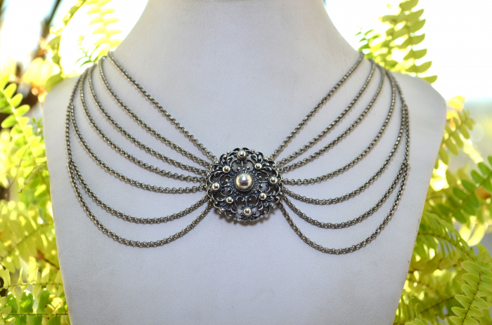 Colier argint "Draping Festoon", design baroc [5]