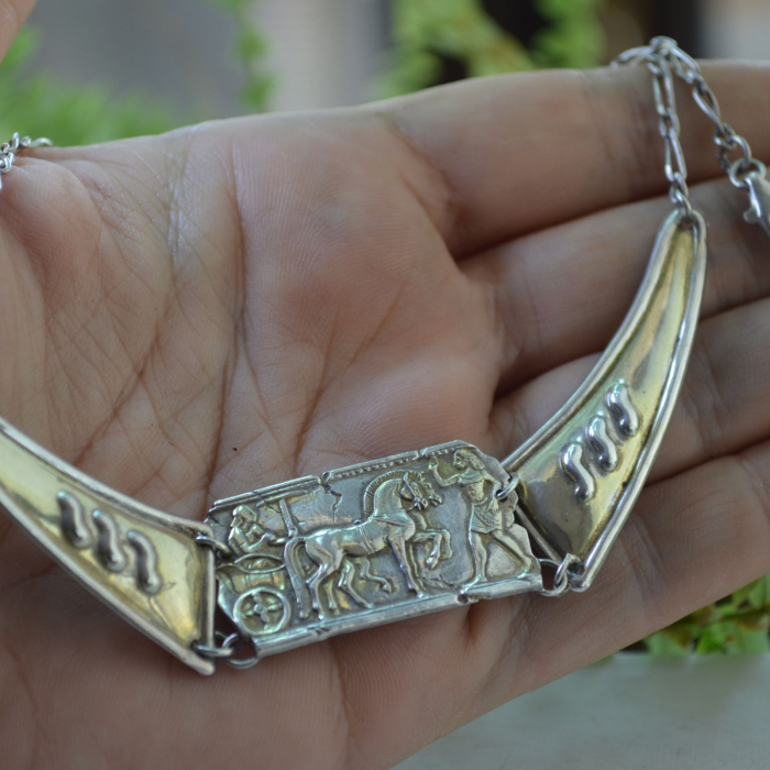 Colier argint Egyptian Revival repoussé Arezzo A Vintage Collection [2]