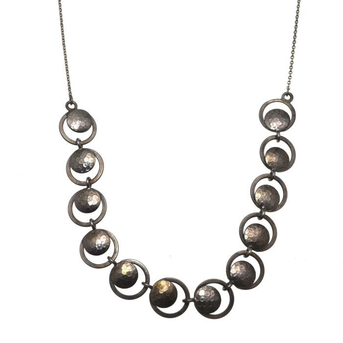 Colier argint interbelic Art Deco, elemente martelate [1]