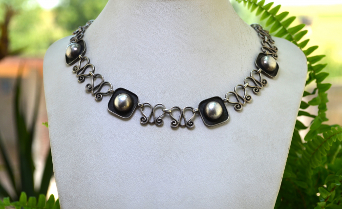 Colier argint masiv vintage, semnat Gustav Hauber [4]