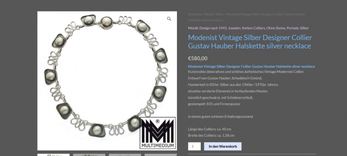 Colier argint masiv vintage, semnat Gustav Hauber [5]