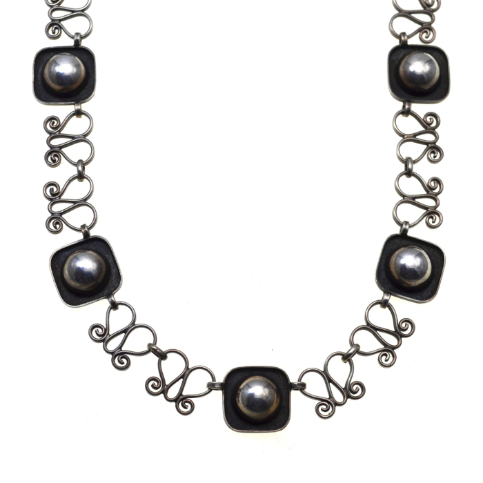 Colier argint masiv vintage, semnat Gustav Hauber [1]