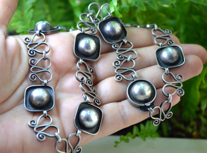 Colier argint masiv vintage, semnat Gustav Hauber [2]