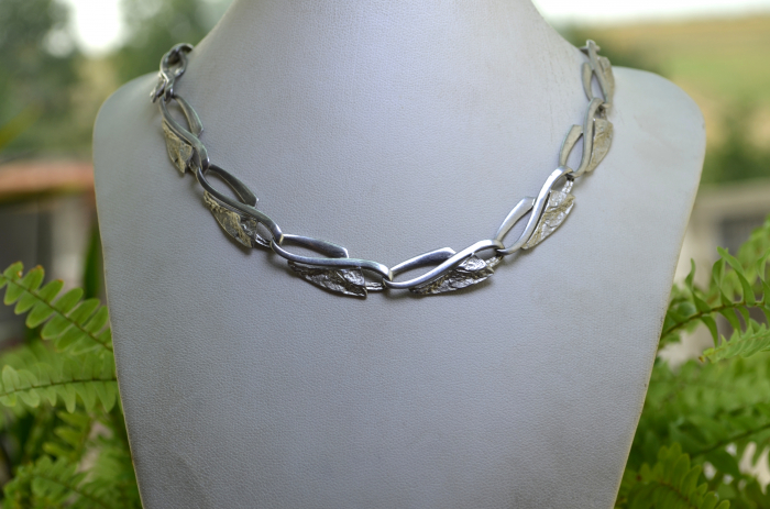 Colier argint Mid-century, design modernist, semnat [4]