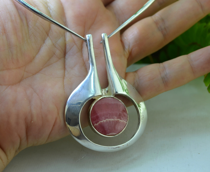 Colier argint Space Age, rodiat, Rodocrozit [2]