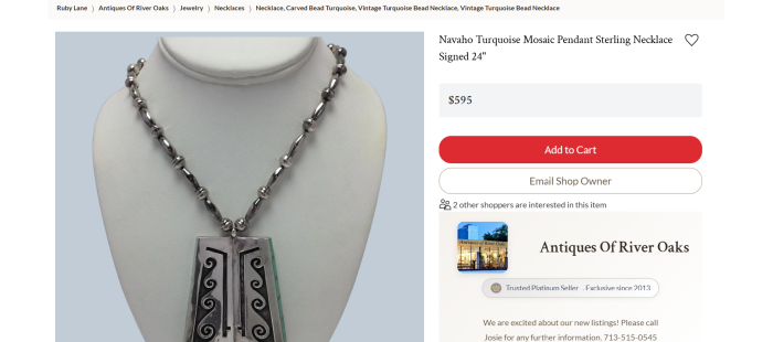 Colier argint Navajo, inlay  turcoaz, Jackson Jarrett Nez A Vintage Collection [5]