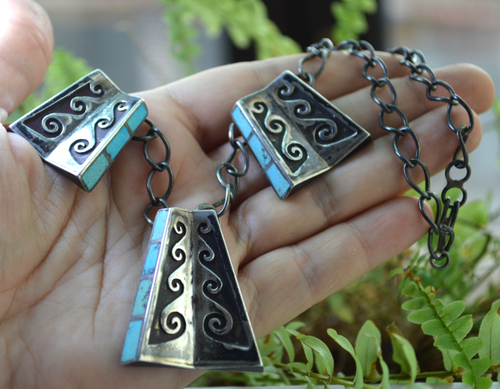 Colier argint Navajo, inlay  turcoaz, Jackson Jarrett Nez A Vintage Collection [2]