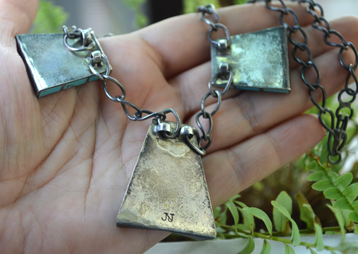 Colier argint Navajo, inlay  turcoaz, Jackson Jarrett Nez A Vintage Collection [3]