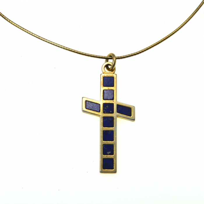 Colier argint placat aur, cruce vermeil si lapis lazuli [1]