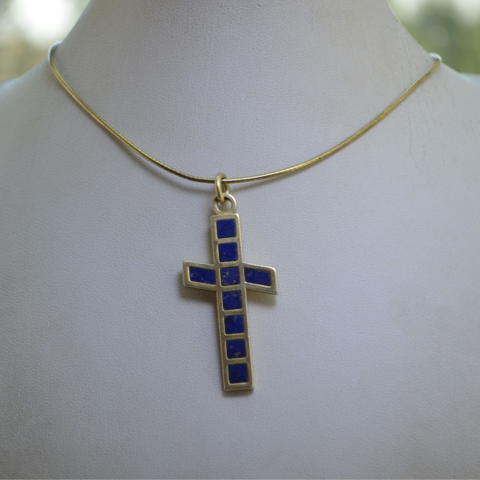Colier argint placat aur, cruce vermeil si lapis lazuli [4]